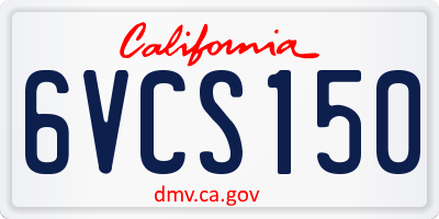 CA license plate 6VCS150