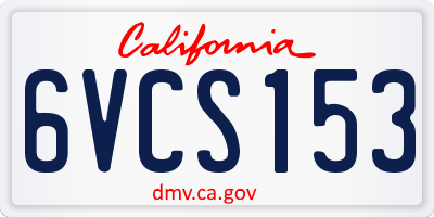 CA license plate 6VCS153