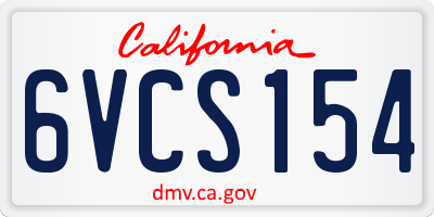 CA license plate 6VCS154