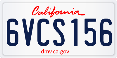 CA license plate 6VCS156
