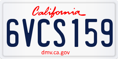 CA license plate 6VCS159