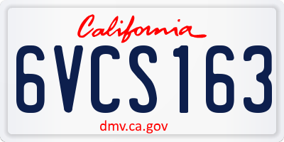 CA license plate 6VCS163