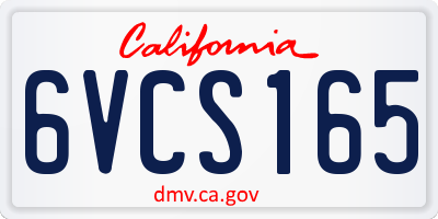CA license plate 6VCS165