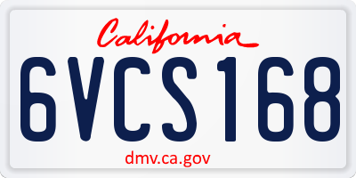CA license plate 6VCS168