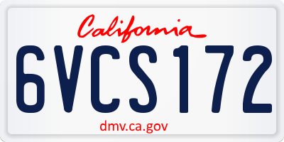 CA license plate 6VCS172