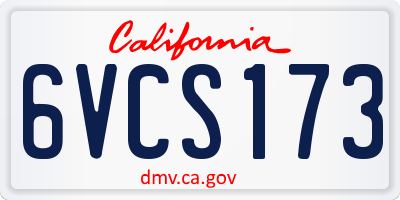 CA license plate 6VCS173