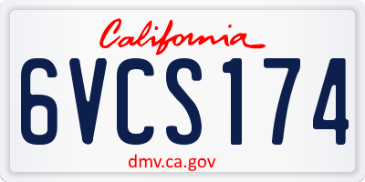 CA license plate 6VCS174
