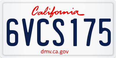 CA license plate 6VCS175