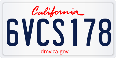 CA license plate 6VCS178