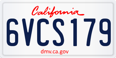 CA license plate 6VCS179