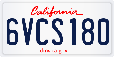 CA license plate 6VCS180