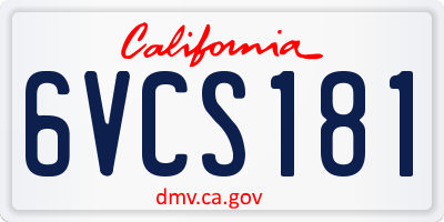 CA license plate 6VCS181
