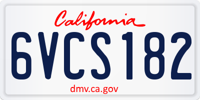 CA license plate 6VCS182
