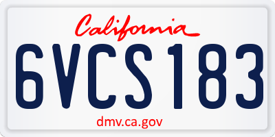 CA license plate 6VCS183