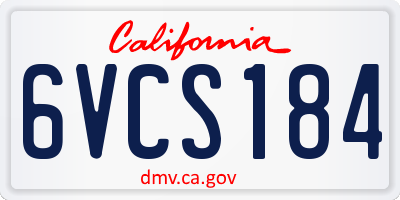 CA license plate 6VCS184