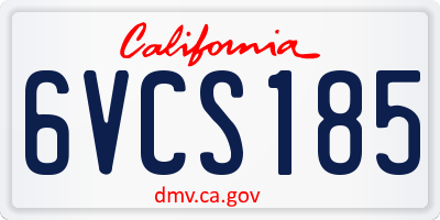 CA license plate 6VCS185