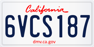 CA license plate 6VCS187