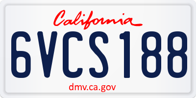 CA license plate 6VCS188