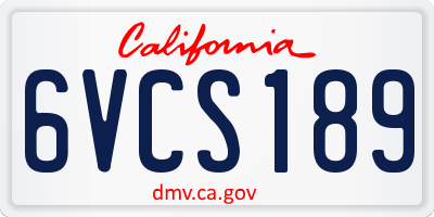 CA license plate 6VCS189