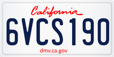 CA license plate 6VCS190
