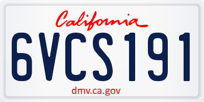 CA license plate 6VCS191
