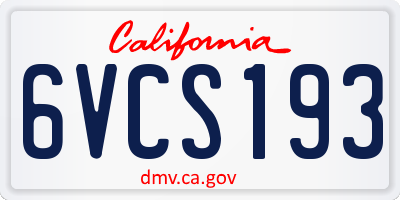 CA license plate 6VCS193