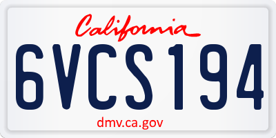 CA license plate 6VCS194
