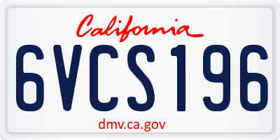 CA license plate 6VCS196