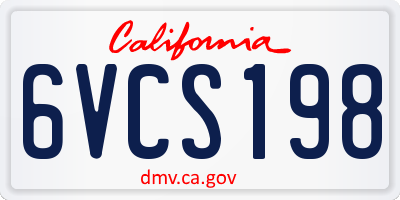 CA license plate 6VCS198