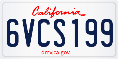 CA license plate 6VCS199