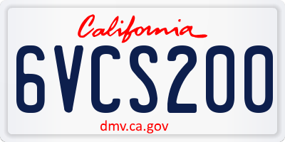 CA license plate 6VCS200