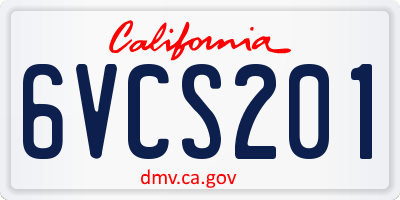 CA license plate 6VCS201