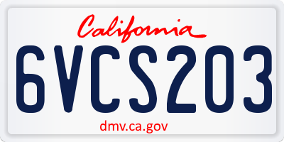 CA license plate 6VCS203