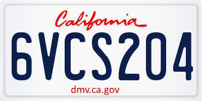 CA license plate 6VCS204