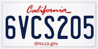 CA license plate 6VCS205