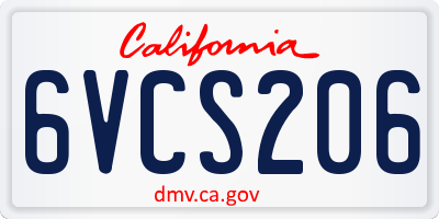 CA license plate 6VCS206