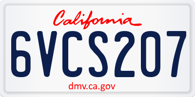 CA license plate 6VCS207