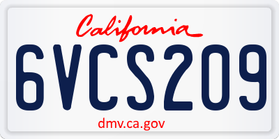 CA license plate 6VCS209