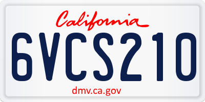 CA license plate 6VCS210