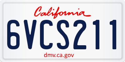 CA license plate 6VCS211