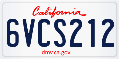 CA license plate 6VCS212