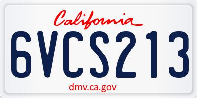 CA license plate 6VCS213