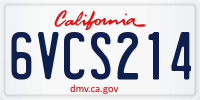CA license plate 6VCS214