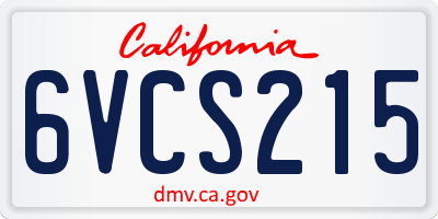 CA license plate 6VCS215