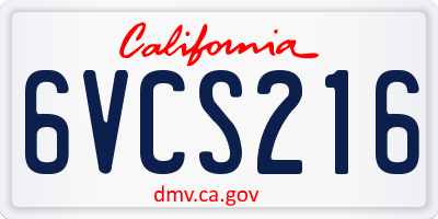 CA license plate 6VCS216