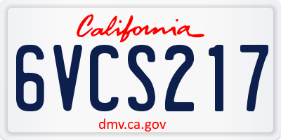 CA license plate 6VCS217