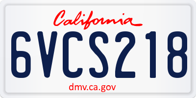 CA license plate 6VCS218