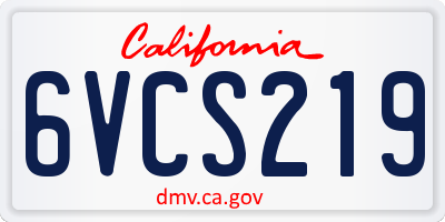 CA license plate 6VCS219