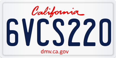 CA license plate 6VCS220