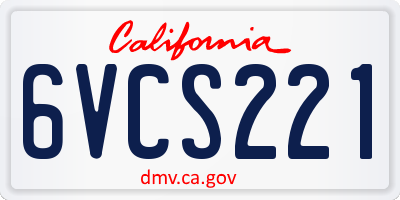 CA license plate 6VCS221